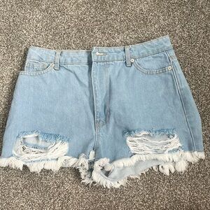 Light wash jean shorts